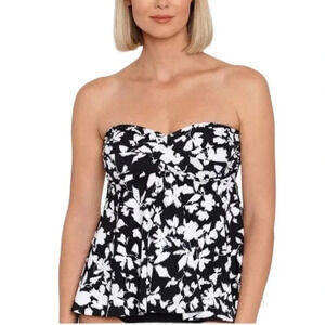 SWIM SOLUTIONS Bust Support Flyaway Convertible Tankini Swim Top Size 14 NWT
